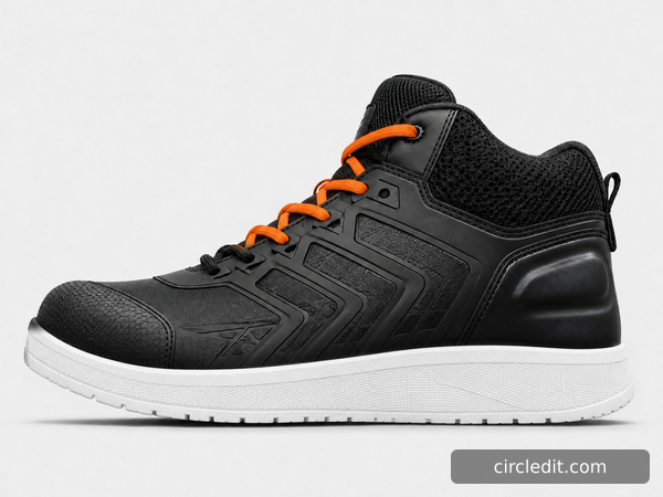Same boot with laces changed to orange and sole changed to white in one pass